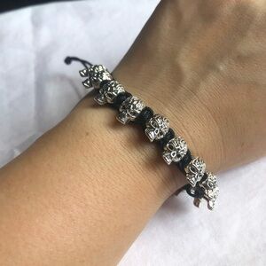 Gothic Style Adjustable Silver Skull Bracelet